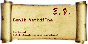 Benik Verbéna névjegykártya
